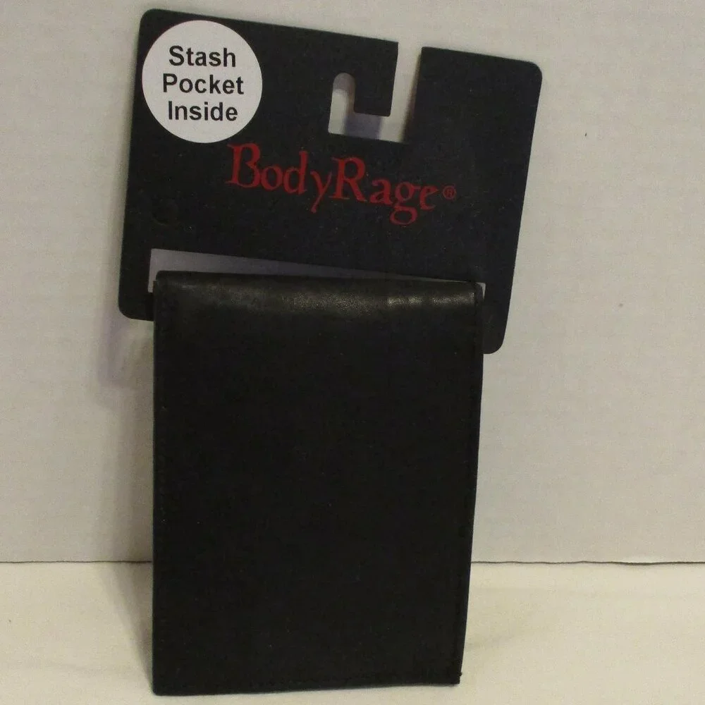 Body Rage NEW Men Small Brown Leather Travel Outdoors Back Pocket Wallet